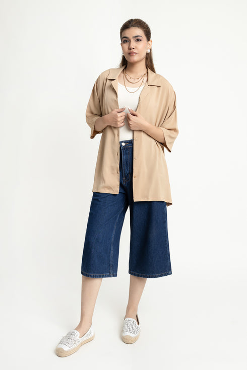 The Khaki Loose Fit Cuban Collar Shirt